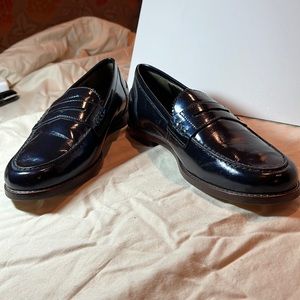 J&M navy leather loafers